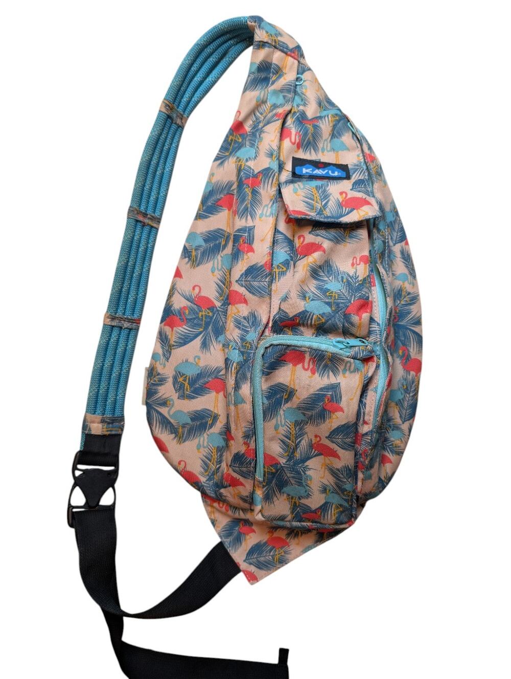 KAVU Flamingo Crossbody Backpack Canvas Bag Gorpcore Utility Beach Travel Hiking